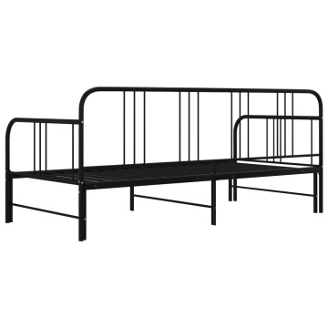 Cadru pat canapea extensibilă, negru, 90 x 200 cm, metal - Img 8