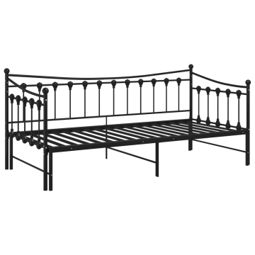 Cadru pat canapea extensibilă, negru, 90x200 cm, metal - Img 5