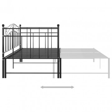 Cadru pat canapea extensibilă, negru, 90x200 cm, metal - Img 8