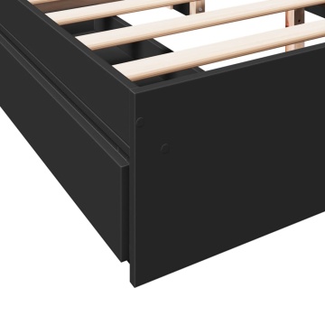Cadru pat cu sertare negru extralucios 150x200cm lemn prelucrat - Img 7