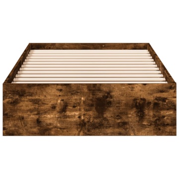 Cadru pat cu sertare stejar fumuriu, 90x200 cm, lemn prelucrat - Img 4
