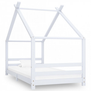 Cadru pat de copii, alb, 90 x 200 cm, lemn masiv de pin - Img 1