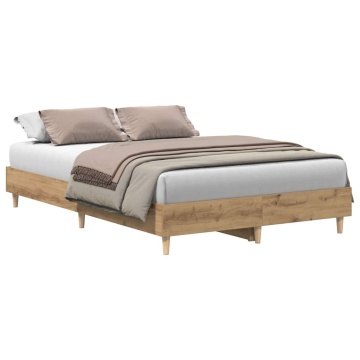 Cadru pat fără saltea Stejar Artisan 135x190 cm Lemn prelucrat - Img 2