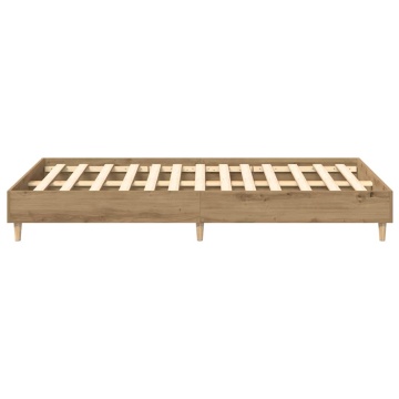 Cadru pat fără saltea Stejar Artisan 135x190 cm Lemn prelucrat - Img 5