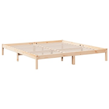Cadru pat foarte lung fără saltea, 180x210 cm, lemn masiv pin - Img 5