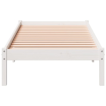 Cadru pat foarte lung fără saltea alb 100x220 cm lemn masiv pin - Img 4