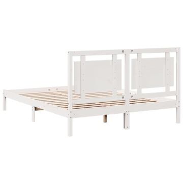 Cadru pat foarte lung fără saltea, alb, 160x210 cm lemn masiv - Img 5