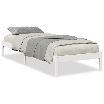 Cadru pat foarte lung fără saltea alb 90x210 cm lemn masiv pin - Img 2