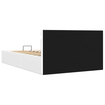 Cadru pat hidraulic cu ladă LED alb 120x200 cm piele ecologică - Img 7