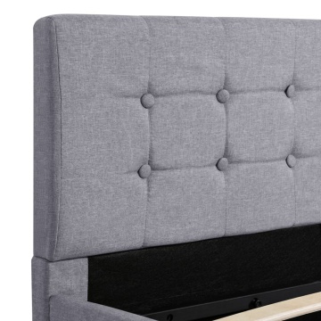 Cadru pat hidraulic depozitare gri deschis 140x200cm textil - Img 6