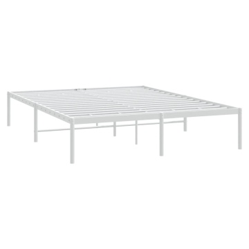 Cadru pat metalic, alb, 140x190 cm - Img 3