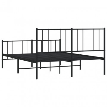Cadru pat metalic cu tăblie de cap/picioare, negru, 160x200 cm - Img 7