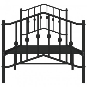Cadru pat metalic cu tăblii de cap/picioare , negru, 75x190 cm - Img 8