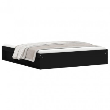 Cadru pat, negru, 180x200 cm, Super King Size - Img 2