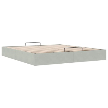 Cadru pat otoman fără saltea Gri deschis 180x200 cm catifea - Img 4