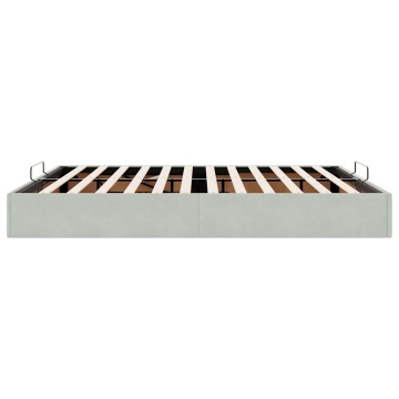 Cadru pat otoman fără saltea Gri deschis 180x200 cm catifea - Img 5