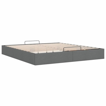 Cadru pat otoman fără saltea Gri închis 180x200 cm țesătură - Img 4