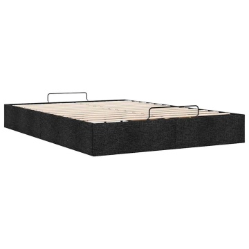 Cadru pat otoman fără saltea Negru 140x200 cm țesătură - Img 6