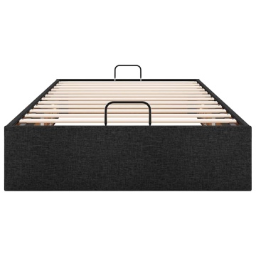 Cadru pat otoman fără saltea țesătură neagră 90x200 cm - Img 8