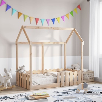 Cadru pat tip casă pentru copii, 70x140 cm, lemn masiv de pin - Img 1