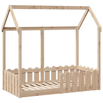 Cadru pat tip casă pentru copii, 70x140 cm, lemn masiv de pin - Img 3