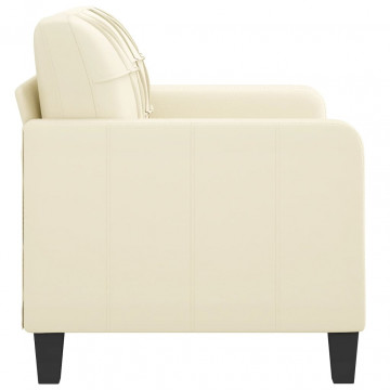 Canapea cu 2 locuri, crem, 120 cm, piele ecologică - Img 4