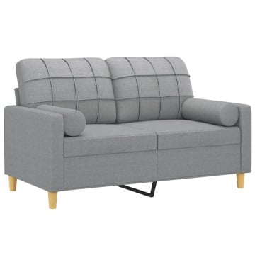 Canapea cu 2 locuri cu pernuțe, gri deschis, 120 cm, textil - Img 3