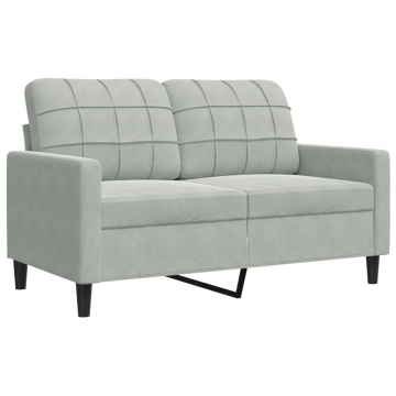 Canapea cu 2 locuri, gri deschis, 120 cm, catifea - Img 2