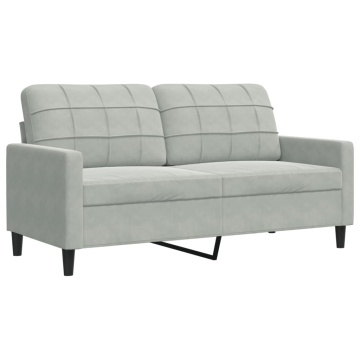 Canapea cu 2 locuri, gri deschis, 140 cm, catifea - Img 2