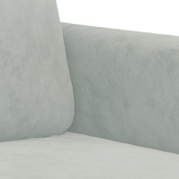 Canapea cu 2 locuri, gri deschis, 140 cm, catifea - Img 5