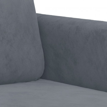 Canapea cu 2 locuri, gri închis, 140 cm, catifea - Img 5