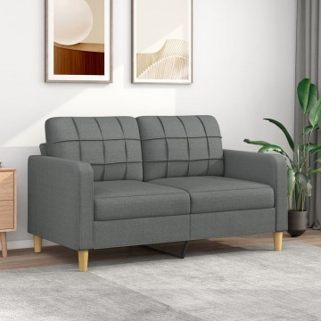 Canapea cu 2 locuri, gri închis, 140 cm, material textil - Img 1