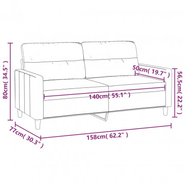 Canapea cu 2 locuri, gri închis, 140 cm, material textil - Img 7