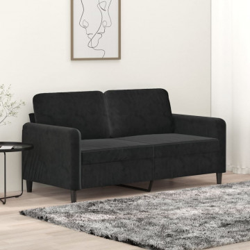 Canapea cu 2 locuri, negru, 140 cm, catifea - Img 1