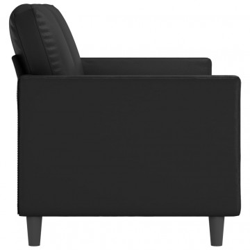 Canapea cu 2 locuri, negru, 140 cm, piele ecologică - Img 4