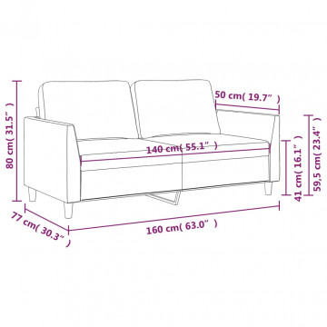 Canapea cu 2 locuri, negru, 140 cm, piele ecologică - Img 7