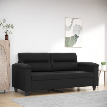 Canapea cu 2 locuri, negru, 140 cm, piele ecologică - Img 1
