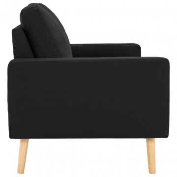 Canapea cu 2 locuri, negru, material textil - Img 4