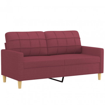 Canapea cu 2 locuri, roșu vin, 140 cm, material textil - Img 2