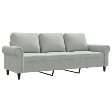 Canapea cu 3 locuri, gri deschis, material 180CM catifea - Img 2