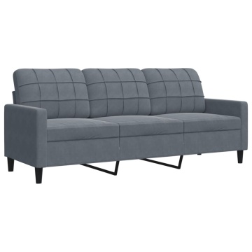 Canapea cu 3 locuri, gri închis, 180 cm, material catifea - Img 2