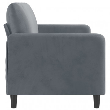 Canapea cu 3 locuri, gri închis, 180 cm, material catifea - Img 4