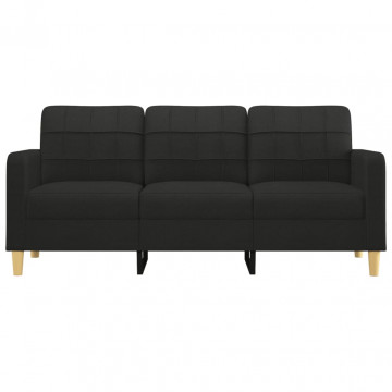 Canapea cu 3 locuri, negru, 180 cm, material textil - Img 3