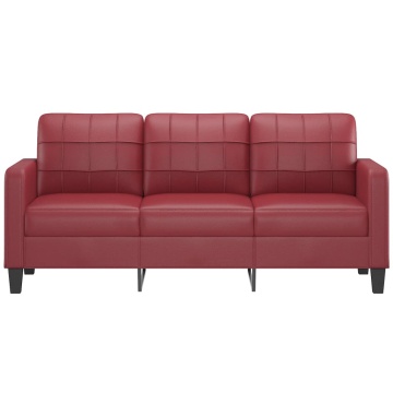 Canapea cu 3 locuri, roșu vin, 180 cm, piele ecologică - Img 3