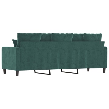 Canapea cu 3 locuri, verde închis, 180 cm, catifea - Img 8
