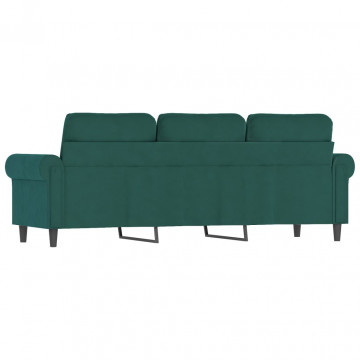 Canapea cu 3 locuri, verde închis, 180 cm, catifea - Img 8