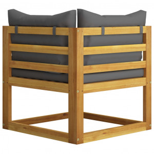 Canapea de colț modulară, pernă gri închis, lemn masiv acacia - Img 4