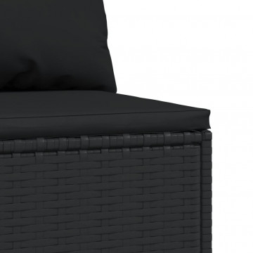 Canapea de mijloc cu pernă de grădină, negru, poliratan - Img 7