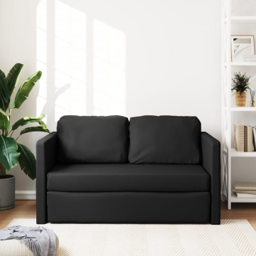 Canapea extensibilă 2 în 1, negru, 112x174x55cm piele ecologică - Img 3