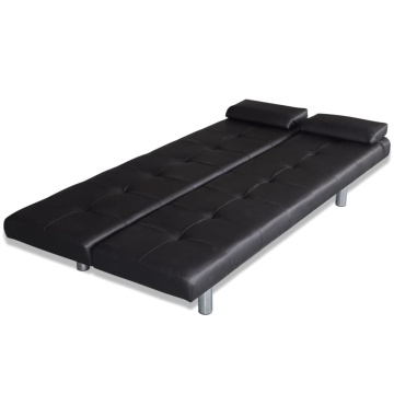 Canapea extensibilă 2 perne, piele artificială, reglabilă negru - Img 6